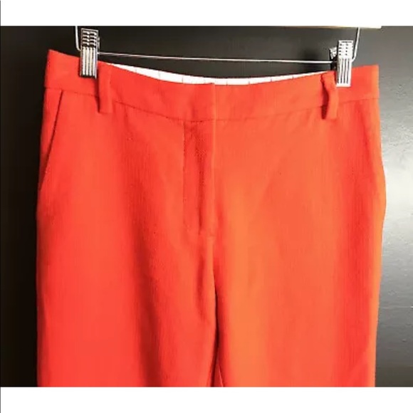 SESSUN Madewell Woven Skinny Pants Orange Cotton Ankle Crop Mid Rise Vibrant - Picture 4 of 12